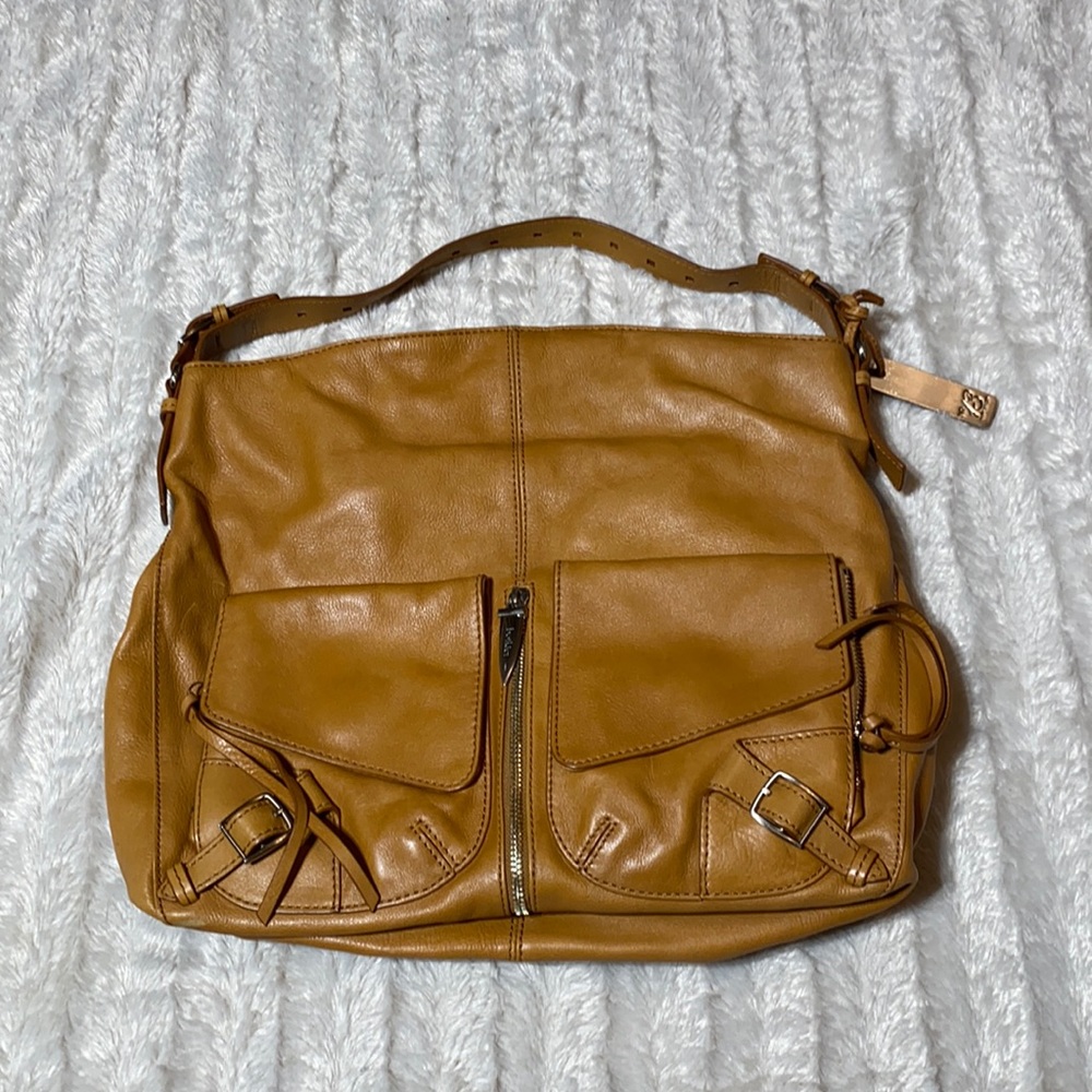 Botkier leather bag tan shoulder purse bucket bag with dust bag